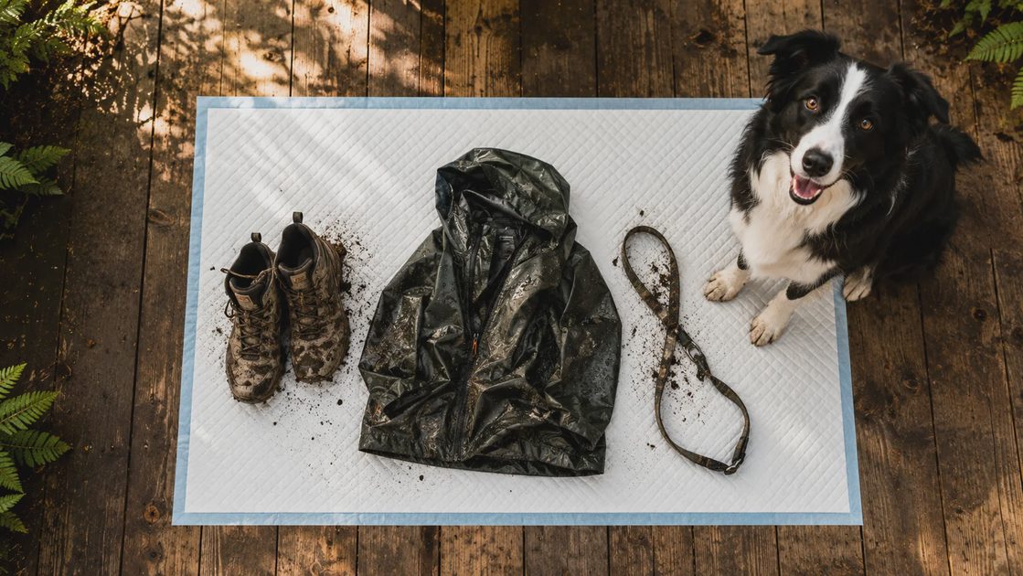 Best Puppy Pads Large Size Used as a Post-Hike Gear Dump Station