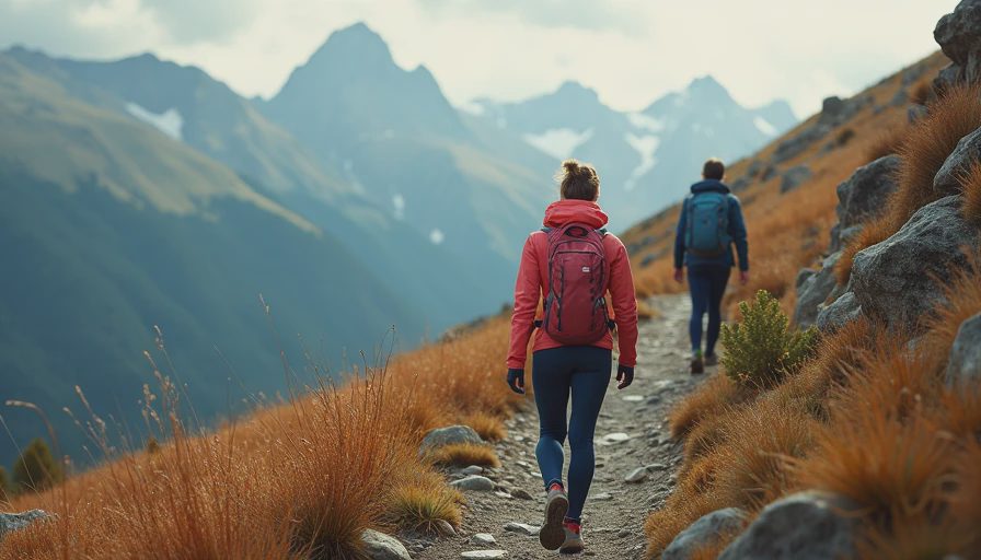 Visual context for fashionable hiking outfit